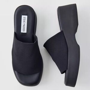 Steve Madden Black Platform Mules